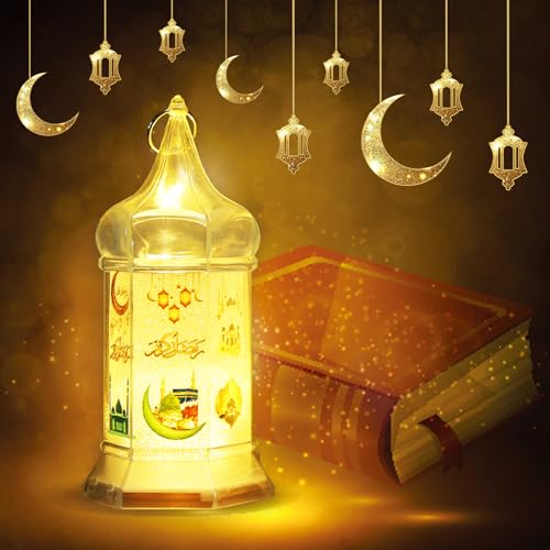 Shinybox Eid Festival Dekoratives Licht, Ramadan Lantern, Ramadan Deko Lampe, Ramadan Dekoration, Lampe Mond Stern Dekoration, Ramadan Mondlampe für Ramadan Muslimische Festival Dekorative(C) von Shinybox