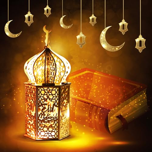 Shinybox Eid Festival Dekoratives Licht, Ramadan Lantern, Ramadan Deko Lampe, Ramadan Dekoration, Lampe Mond Stern Dekoration, Ramadan Mondlampe für Ramadan Muslimische Festival Dekorative(D) von Shinybox
