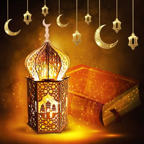 Shinybox Eid Festival Dekoratives Licht, Ramadan Lantern, Ramadan Deko Lampe, Ramadan Dekoration, Lampe Mond Stern Dekoration, Ramadan Mondlampe für Ramadan Muslimische Festival Dekorative(E) von Shinybox