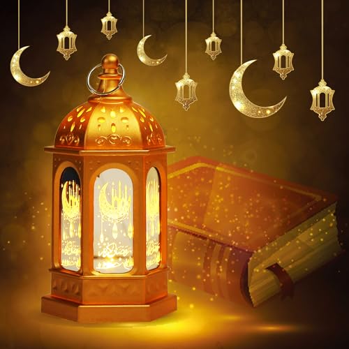 Shinybox Eid Festival Dekoratives Licht, Ramadan Lantern, Ramadan Deko Lampe, Ramadan Dekoration, Lampe Mond Stern Dekoration, Ramadan Mondlampe für Ramadan Muslimische Festival Dekorative(F) von Shinybox