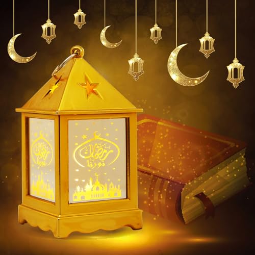 Shinybox Eid Festival Dekoratives Licht, Ramadan Lantern, Ramadan Deko Lampe, Ramadan Dekoration, Lampe Mond Stern Dekoration, Ramadan Mondlampe für Ramadan Muslimische Festival Dekorative(H) von Shinybox