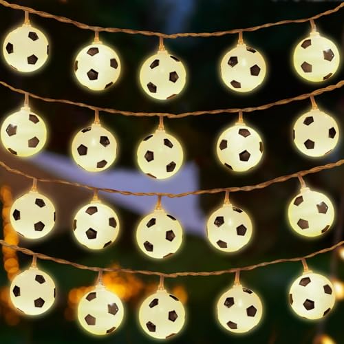 Shinybox Fußball Lampion Lichterkette, 3M 20LEDs Batteriebetriebene Lichterkette Dekoration, Fußball Fussball Europameisterschaft 2024, Fußball String Lichter für Weihnachten, Hochzeit, Mottoparty von Shinybox
