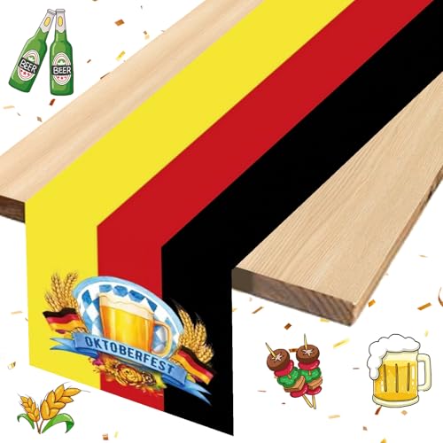 Shinybox Oktoberfest Tischdecke, Oktoberfest Tischläufer Waschbar, Bayrisch Tischdecke, Oktoberfest Deko Partyzubehör für Oktoberfest Deutsche Party Geburtstag Party 183 x 33cm(Oktoberfest B) von Shinybox