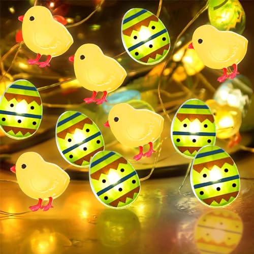 Shinybox Oster Lichterkett, 2M 20 LEDs Ostern Lichterketten Batteriebetrieben, Osterküken Ostereier Lichterkette, Ostern Deko, LED Eier Ostern für Ostern Dekoration Party Outdoor Garten Festival(B) von Shinybox