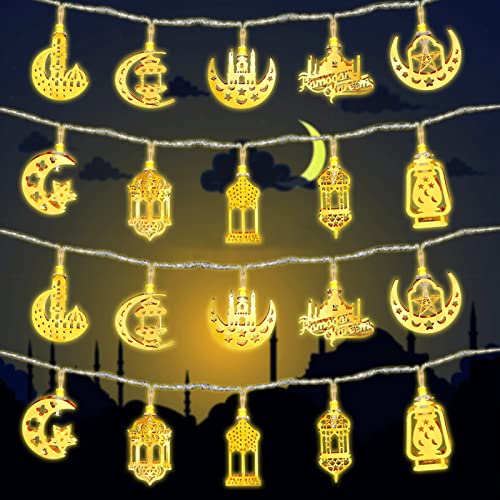 Shinybox Ramadan Eid Lichterkette, 3M 20LED LED Muslim Ramadan Lichterkette, Stern Mond Lichterketten, Ramadan Dekoration Eid Mubarak Licht, Batteriebetrieben für Ramadan Außen Innen Garten Terrasse von Shinybox