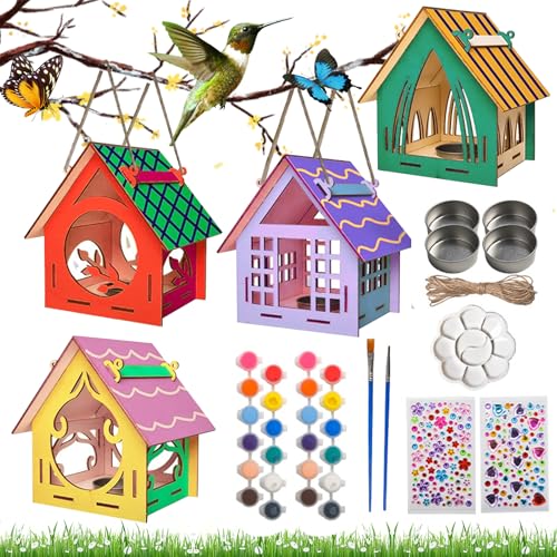 Shinybox Vogelhaus Bausatz Kinder Holz, 4 Stück 3D DIY Vogelhaus Bausatz für Kinder, Basteln Holz Vogelhaus zu Bauen und Malen, Vogelhaus zum Bemalen, Spielzeug Geschenk für Jungen Mädchen Shinybox Vogelhaus Bausatz Kinder Holz, 4 Stück 3D DIY Vogelhaus Bausatz für Kinder, Basteln Holz Vogelhaus zu Bauen und Malen, Vogelhaus zum Bemalen, Spielzeug Geschenk für Jungen Mädchen von Shinybox