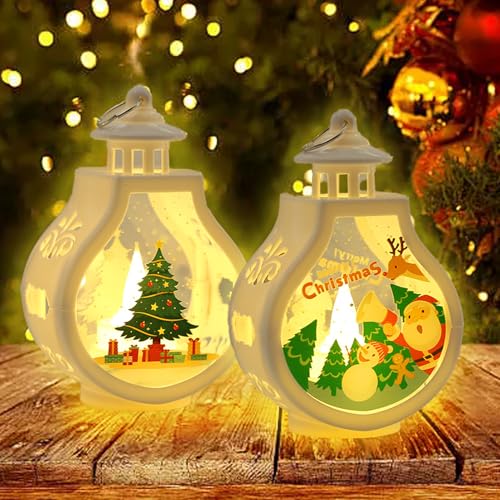 Shinybox Weihnachtsdeko Laterne, 2 Stück Weihnachtslaterne mit LED Licht, Weihnachten LED Deko, Weihnachten Deko, Batteriebetrieben, Weihnachtsdekoration Innen Außen, Weihnachtstag Geschenke(A) von Shinybox