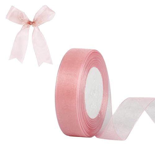 Geschenkband,2 cm x 45 m Rosa Organzaband Transparentes Organza Bänder Chiffonband Schleifenband Chiffon Dekoband Tüllband für Handgemachtes Heimwerken,Geschenkverpackung, Hochzeitsdekoration von Shirene