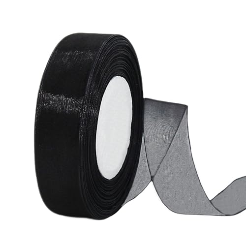Geschenkband,2 cm x 45 m Schwarz Organzaband Transparentes Organza Bänder Chiffonband Schleifenband Chiffon Dekoband Tüllband für Handgemachtes Heimwerken,Geschenkverpackung,Hochzeitsdekoration von Shirene