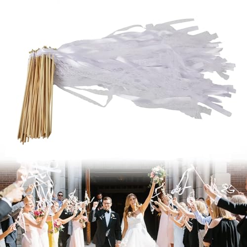 Wedding Wands,30 Stück Wedding Wands mit Glocken Ribbon Zauberstäbe Hochzeit Luftschlangen Seidenfeenstab Streamer Seide Fee Sticks Ribbon Feenstabs für Hochzeitsdekoration,Geburtstagsfeiern Weiß Wedding Wands,30 Stück Wedding Wands mit Glocken Ribbon Zauberstäbe Hochzeit Luftschlangen Seidenfeenstab Streamer Seide Fee Sticks Ribbon Feenstabs für Hochzeitsdekoration,Geburtstagsfeiern Weiß von Shirene