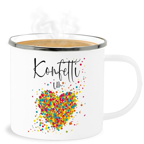 Emaille Becher Blechbecher - & Fasching Tassen - Konfetti im Herzen Kalligrafie - Confetti Herz Konfetti für Alle Karneval Köln - 300 ml - Weiß Silber - faschings verkleidet karnevals carnival Emaille Becher Blechbecher - & Fasching Tassen - Konfetti im Herzen Kalligrafie - Confetti Herz Konfetti für Alle Karneval Köln - 300 ml - Weiß Silber - faschings verkleidet karnevals carnival von Shirtracer