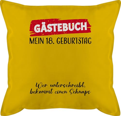 Kissen 50x50 - Gästebuch - 18. Geburtstag - 50 x 50 cm - Gelb - geburtstagskissen 18 geschenk zum 18.geburstag 18ten gästeliste geschenkideen für junge eighteen (18) geschenke geb 18.geb jahre von Shirtracer