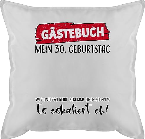 Kissen 50x50 - Gästebuch 30. Geburtstag - 50 x 50 cm - Weiß - 30.Geburtstag 30th Birthday 30 Geschenk zum (30) Mein Geschenke 30ten für 30-jährigen Thirty dreissig 30er 30ter 30iger 30igster von Shirtracer