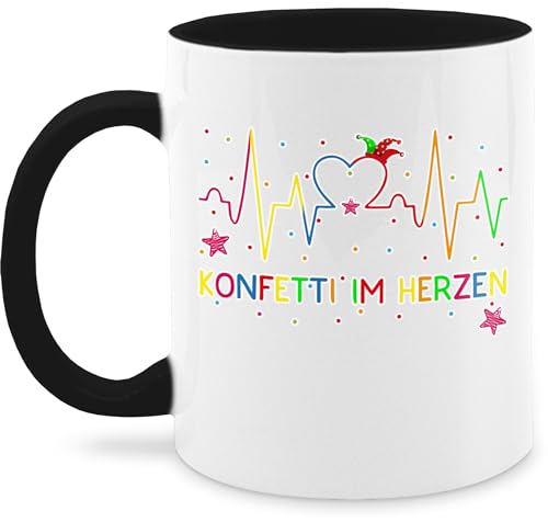 Tasse Tassen 325ml - & Fasching - Konfetti im Herzen - Herzschlag Köln Karneval - 325 ml - Schwarz - kölsche und. 2023 und fasnacht für fasching+verkleidung kölscher zum fastnacht im.herzen von Shirtracer