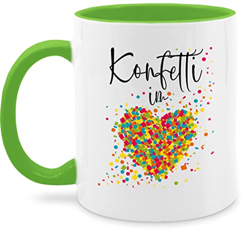 Tasse Tassen 325ml - & Fasching - Konfetti im Herzen Kalligrafie - Confetti Herz Konfetti für Alle Karneval Köln - 325 ml - Hellgrün - carnival karneva fasnets karnelval rosenmontag fastnacht von Shirtracer