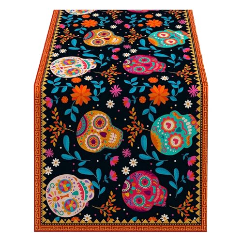 Tag Der to-Ten Tischläufer, Tag des to-Ten Läufers Sugar Skull Blumentuch Totenkopf-Tischläufer, Dia De Los-Muertos, Tischdekoration Für Halloween, Feiertage, Par, Heimdekoration, 183 cm Lang Tag Der to-Ten Tischläufer, Tag des to-Ten Läufers Sugar Skull Blumentuch Totenkopf-Tischläufer, Dia De Los-Muertos, Tischdekoration Für Halloween, Feiertage, Par, Heimdekoration, 183 cm Lang von Shitafe
