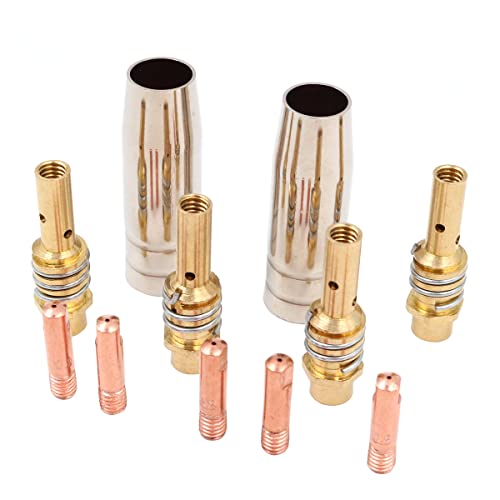 Shiwaki 11 PCS MAG MIG 15AK Schweißer Verbrauchsmaterial Zubehör, Schweißbrenner mit konischer Düse, Gasdüsenhalter, Kontaktkontaktspitzen für 15AK Brennerpistolen-Schweißgerät Shiwaki 11 PCS MAG MIG 15AK Schweißer Verbrauchsmaterial Zubehör, Schweißbrenner mit konischer Düse, Gasdüsenhalter, Kontaktkontaktspitzen für 15AK Brennerpistolen-Schweißgerät von Shiwaki