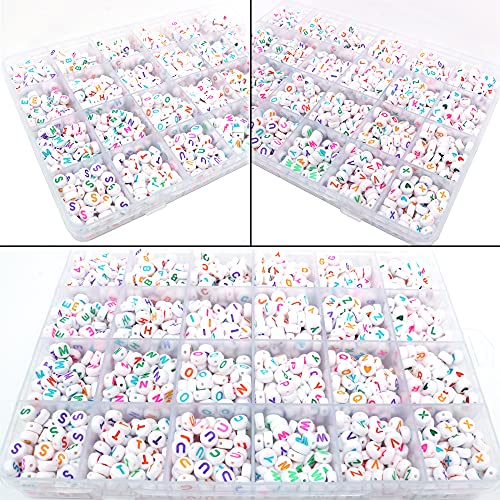 Shiwaki 1600 Stück 4x7mm Weiß Buchstabenperlen Bunt Wort A bis Z und Runde Acryl Brief Perlen Set Halskette Schmuck Herstellung DIY Englisch Alphabet Perlen Material Shiwaki 1600 Stück 4x7mm Weiß Buchstabenperlen Bunt Wort A bis Z und Runde Acryl Brief Perlen Set Halskette Schmuck Herstellung DIY Englisch Alphabet Perlen Material von Shiwaki