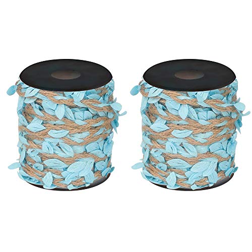 Shiwaki 2PCS Jutegarn mit Blatt, 33 Fu? Blattband mit Spule für Hochzeit Hausgarten Dekoration - Blau Shiwaki 2PCS Jutegarn mit Blatt, 33 Fu? Blattband mit Spule für Hochzeit Hausgarten Dekoration - Blau von Shiwaki