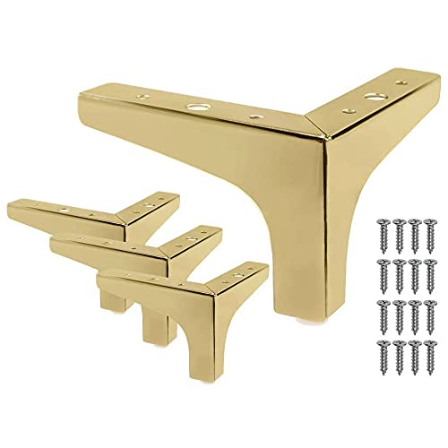 Shiwaki 4pcs 4-Zoll Metall Möbelbeine,Moderne Möbel aus Metall Sofabeine Dreiecksfüe DIY Ersatz für Tischschrank Schrank Couch Chair(Golden) von Shiwaki