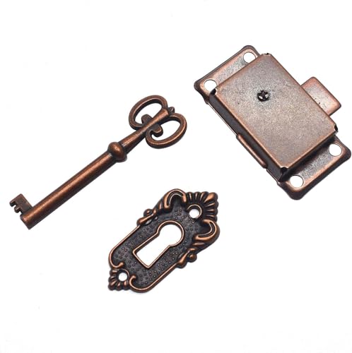 Shiwaki Möbelschloss Antikes rotes Bronze-Schrankschloss Altes Schloss Ersatz Quadratisches Schließfach-Türschloss von Shiwaki