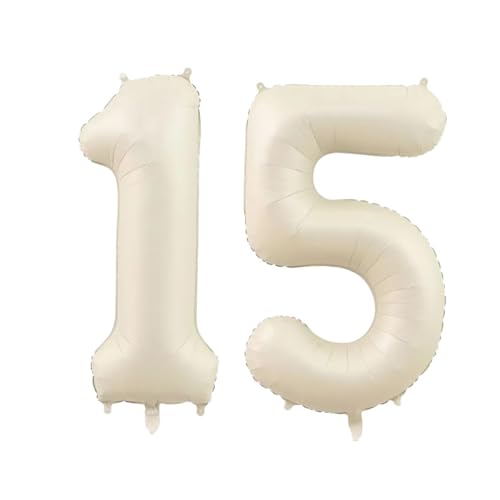 Geburtstag zahlen Luftballon 15 jahre-Cremeweiß XXL Jumbo Folienballon 40 Zoll – 101 cm Luftballons 15 Geburtstag Junge Mädchen Babyparty Geburtstagsdeko Jubiläumsparty Dekoration Geburtstag zahlen Luftballon 15 jahre-Cremeweiß XXL Jumbo Folienballon 40 Zoll – 101 cm Luftballons 15 Geburtstag Junge Mädchen Babyparty Geburtstagsdeko Jubiläumsparty Dekoration von Shixpiov
