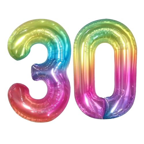 Geburtstag zahlen Luftballon 30 jahre-Geleefarbe XXL Jumbo Folienballon 40 Zoll – 101 cm Luftballons 30 Geburtstag Junge Mädchen Babyparty Geburtstagsdeko Jubiläumsparty Dekoration von Shixpiov