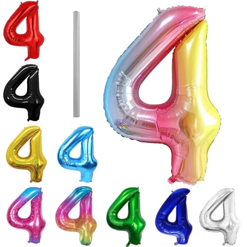 Geburtstag zahlen Luftballon 4 jahre-Farbverlauf XXL Jumbo Folienballon 40 Zoll – 101 cm Luftballons 4 Geburtstag Junge Mädchen Babyparty Geburtstagsdeko Jubiläumsparty Dekoration Geburtstag zahlen Luftballon 4 jahre-Farbverlauf XXL Jumbo Folienballon 40 Zoll – 101 cm Luftballons 4 Geburtstag Junge Mädchen Babyparty Geburtstagsdeko Jubiläumsparty Dekoration von Shixpiov