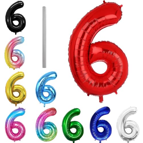Geburtstag zahlen Luftballon 6 jahre-Rot XXL Jumbo Folienballon 40 Zoll – 101 cm Luftballons 6 Geburtstag Junge Mädchen Babyparty Geburtstagsdeko Jubiläumsparty Dekoration Geburtstag zahlen Luftballon 6 jahre-Rot XXL Jumbo Folienballon 40 Zoll – 101 cm Luftballons 6 Geburtstag Junge Mädchen Babyparty Geburtstagsdeko Jubiläumsparty Dekoration von Shixpiov