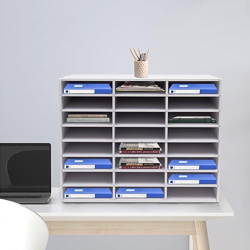 24 FäCher Dokumentenablage Briefablage Schreibtisch Organizer Literatur Datei Rack Postfach Halter Fach Magazin Speicher Schublade FüR BüRo Zuhause Schule Mit Handschuhe Modern Rechteckig Weiß von Shiyinge