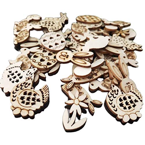 100 Stück Happy Easter Eggs Holzspäne geschnitzte Verzierungen hängende Ornamente Dekor 100 Stück Happy Easter Eggs Holzspäne geschnitzte Verzierungen hängende Ornamente Dekor von Shntig