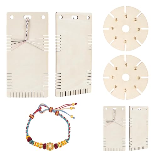 4 x Holz-Flechtscheiben für Armbänder, Webereiplatten, multifunktionale Perlenschnurscheiben für geflochtenes Seil, Basteln, Weberei-Set 4 x Holz-Flechtscheiben für Armbänder, Webereiplatten, multifunktionale Perlenschnurscheiben für geflochtenes Seil, Basteln, Weberei-Set von Shntig