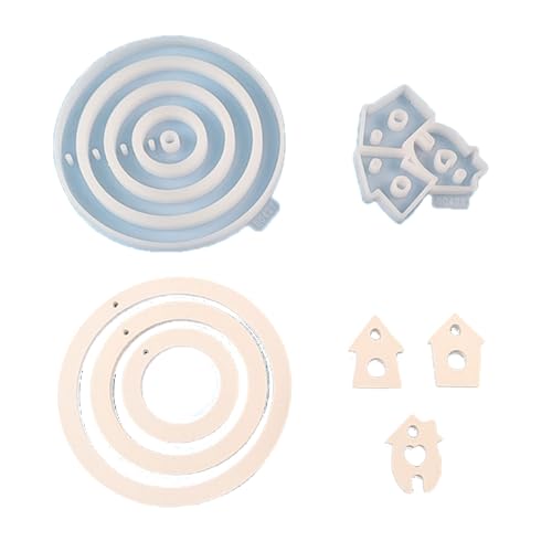 Gipsform für Kreise, Haus, 2 Stück, verbindet Kreise, hängende Ornamente, Silikonform, Epoxidharz-Formen für Mode-Liebhaber von Shntig