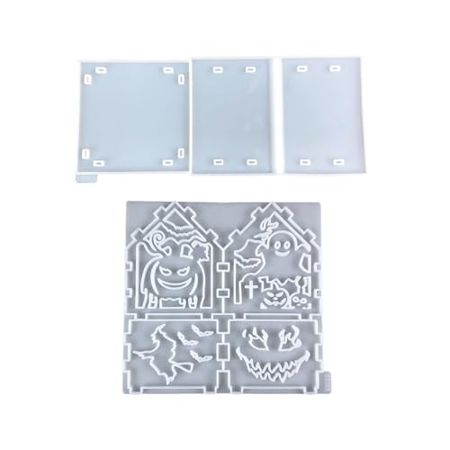 Halloween-Silikonform-Set, 2 Stück, für Bastelarbeiten, Textur für Hausdekorationen, Basteln und Backen, wiederverwendbare Hausformen von Shntig
