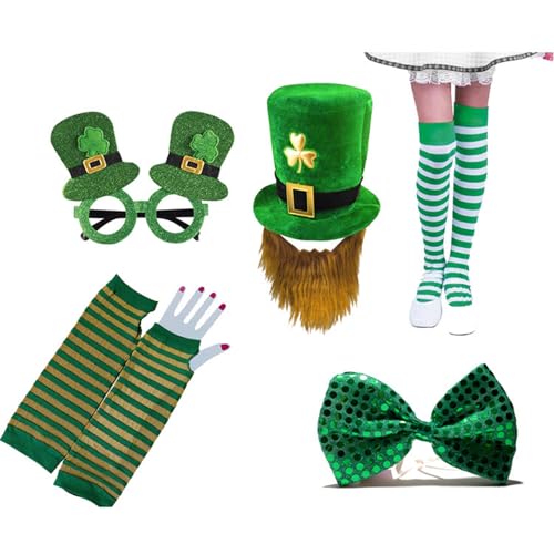 Komplettes Festival-Kleidung für Erwachsene, Festivalversammlung, Outfit-Set mit Hut, Brille für Erwachsene, grünes Themen-Kostüm Komplettes Festival-Kleidung für Erwachsene, Festivalversammlung, Outfit-Set mit Hut, Brille für Erwachsene, grünes Themen-Kostüm von Shntig