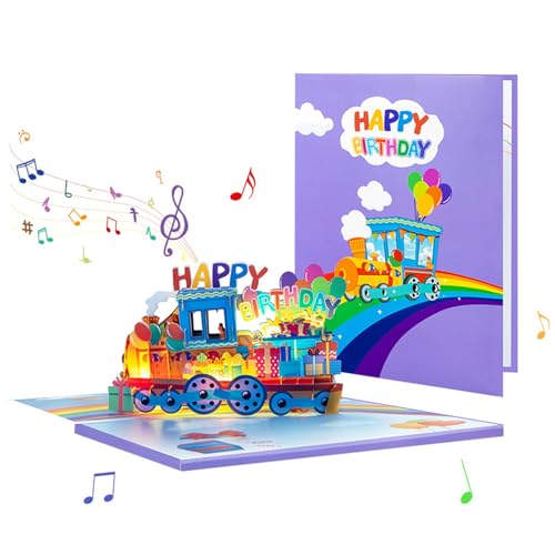 Popup 3D Geburtstagskarte mit Musik Elegante Geburtstag Überraschungskarte 3D Popup mit musikalischen Melodien und hellem Licht von Shntig