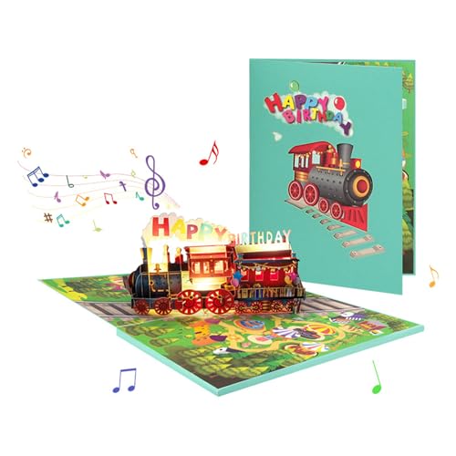 Popup 3D Geburtstagskarte mit Musik Elegante Geburtstag Überraschungskarte 3D Popup mit musikalischen Melodien und hellem Licht von Shntig