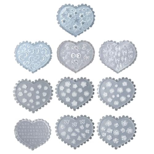 Set mit 10 Silikon-Nagelkunst-Formen, Prägemuster, Nagelform, Dekorationen, Schmuckherstellung, Werkzeug, handgefertigte Ornament-Formen Set mit 10 Silikon-Nagelkunst-Formen, Prägemuster, Nagelform, Dekorationen, Schmuckherstellung, Werkzeug, handgefertigte Ornament-Formen von Shntig