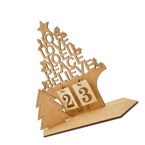 Stilvoller Countdown-Kalender, Holz-Adventsdekoration, für Zuhause und Büro, handgefertigt, Festival, Desktop-Ornament Stilvoller Countdown-Kalender, Holz-Adventsdekoration, für Zuhause und Büro, handgefertigt, Festival, Desktop-Ornament von Shntig