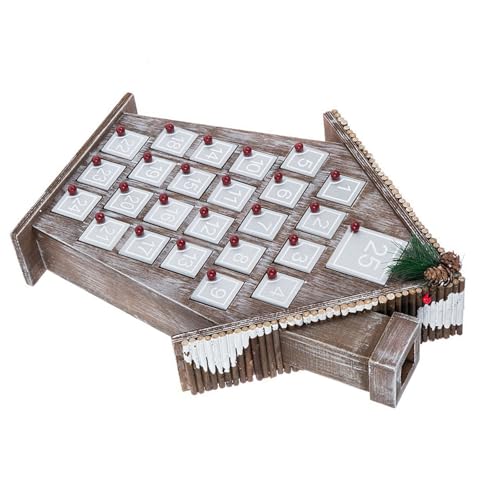 Weihnachts-Countdowns Holz Adventskalender, einzigartige Weihnachts-Holzhäuser, Adventskalender, mit Tannenzapfen und Nadel von Shntig