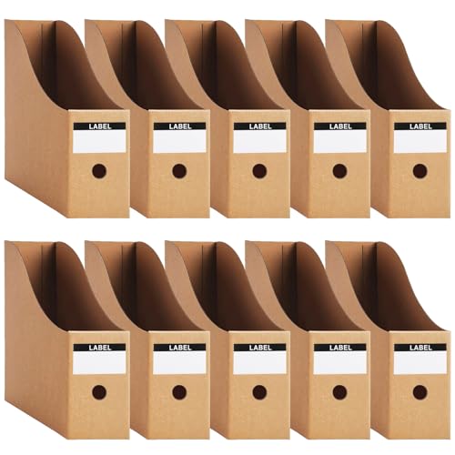 Shodiffy Zeitschriftenhalter Kraftpapier 10 Stück Zeitschriftensammle Aktenhalter A4 Schreibtisch Stehsammler Pappe Schreibtisch Organizer für Datei Ordner Schreibwaren Bürobedarf von Shodiffy