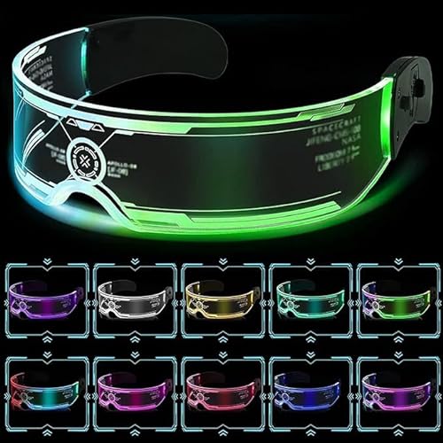 Shop-UP! Cyber Punk LED Brille für Partys und Rave-Musik, transparent, wählen Sie das passende Modell (Freedom) von Shop-UP!