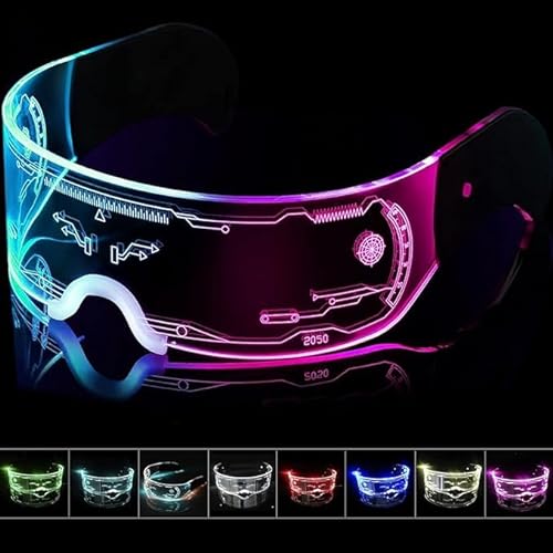 Shop-UP! Cyber Punk LED Brille für Partys und Rave-Musik, transparent, wählen Sie das passende Modell für Sie (2050 Hight Tech) von Shop-UP!