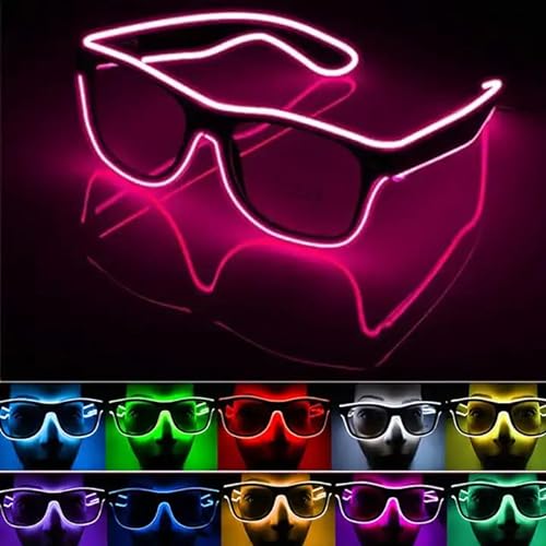 Shop-UP! Farbige LED-Brille für Party, Festival, Konzerte, mit Fernbedienung, Farbwahl (klassisch, lila) von Shop-UP!