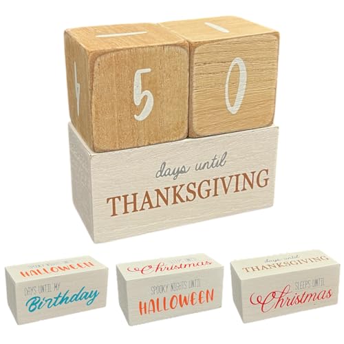 Rustikale Holz Multi Urlaub Countdown Kalender Blöcke - 3-teiliges Set für Geburtstage, Halloween, Thanksgiving & Weihnachten - Wiederverwendbare dekorative Dekoration Display, festliche von Shop ZoomBee
