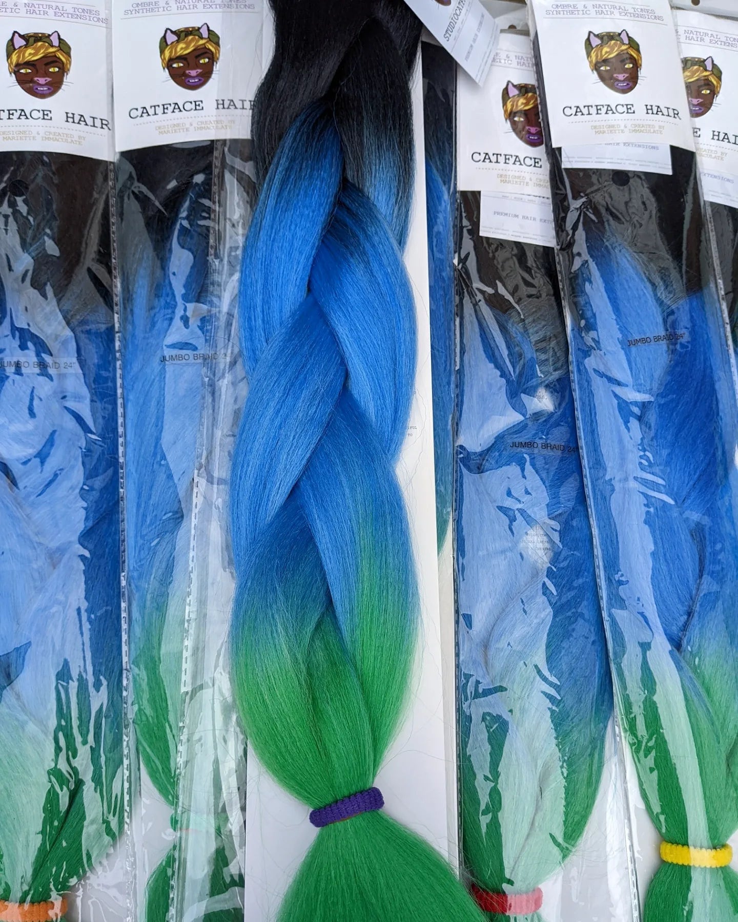 Catface Haare Schwarz Wolke Blau & Grün Efeu Ombre Jumbo Flechthaar 24 Zoll von ShopCatface