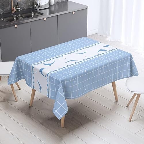 ShopINess Wasserdichte und schmutzabweisende Tischdecke für rechteckige und quadratische Esstische, Geburtstage, Partys und besondere Anlässe, temporäre Verwendung (Delfine, 180 x 137 cm) von ShopINess