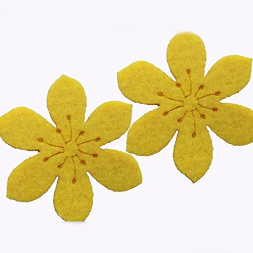 Shophaus24 Flache Deko Blüten aus Filz in Gelb. Durchmesser 9 cm. 36 Stück von Shophaus24
