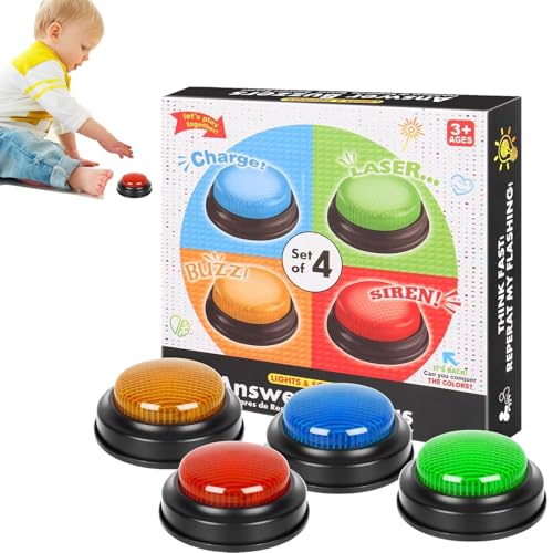 Shouxiut Sound Buzzer Button | 4-teilige Schnellantwort-Spiel-Show-Requisite | Summer-Spiel Antwort-Requisiten für Familiennacht, Raten, Abstimmen Shouxiut Sound Buzzer Button | 4-teilige Schnellantwort-Spiel-Show-Requisite | Summer-Spiel Antwort-Requisiten für Familiennacht, Raten, Abstimmen von Shouxiut