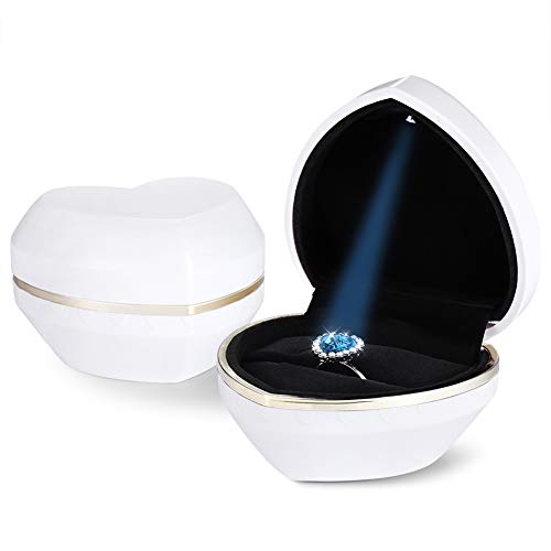 Shouyi Ringbox mit LED Licht Ringschachtel Herzfoem Schmuckkästen für Ring Halskette Anhänger von Shouyi